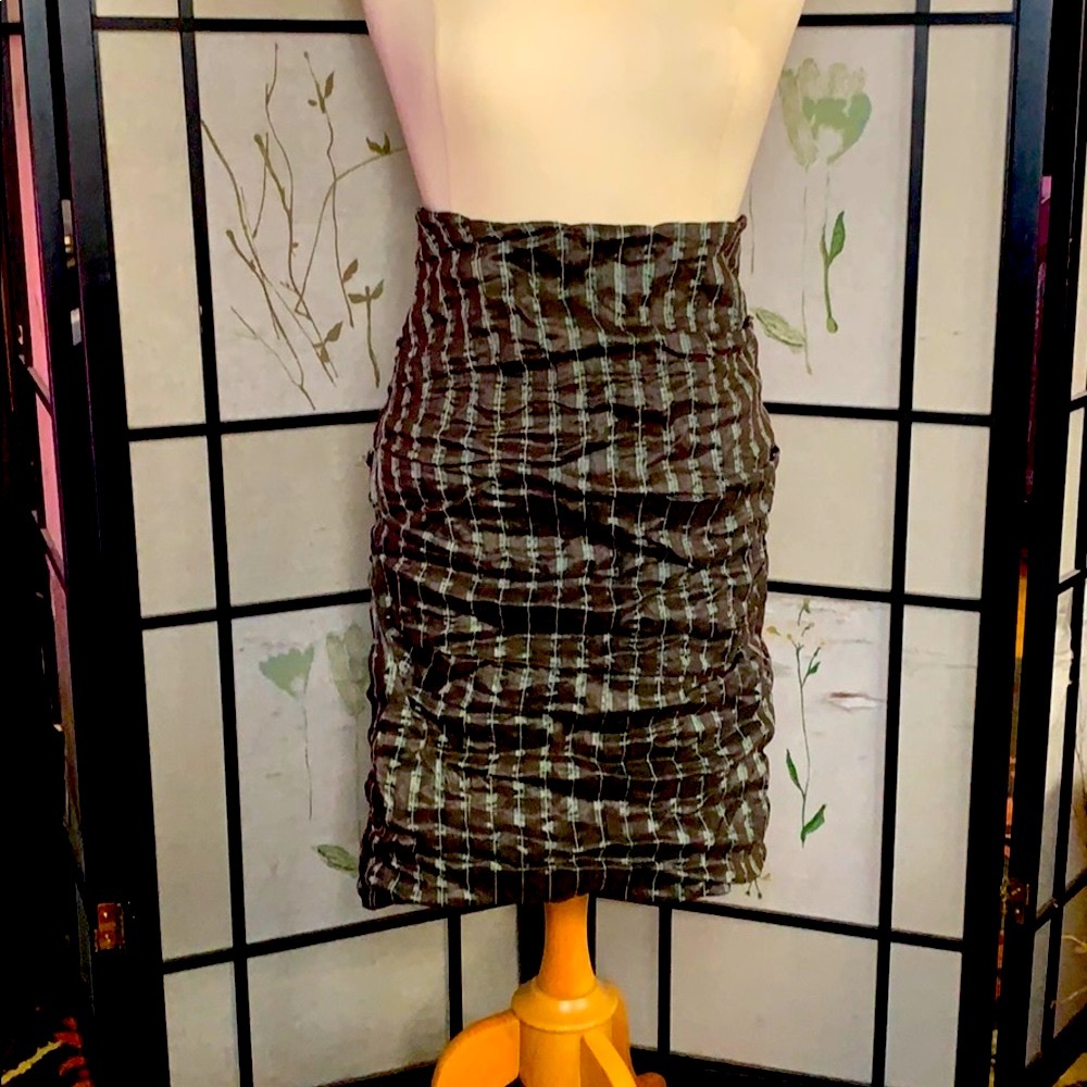 Nicole Miller Striped Ribbon Trim Skirt. NWT